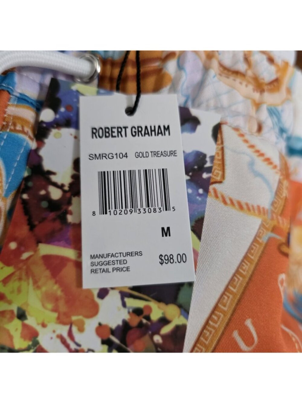 Robert Graham Gold Treasure Nautical Tropical Print Swim Shorts Men's Sz M - Picture 8 of 9